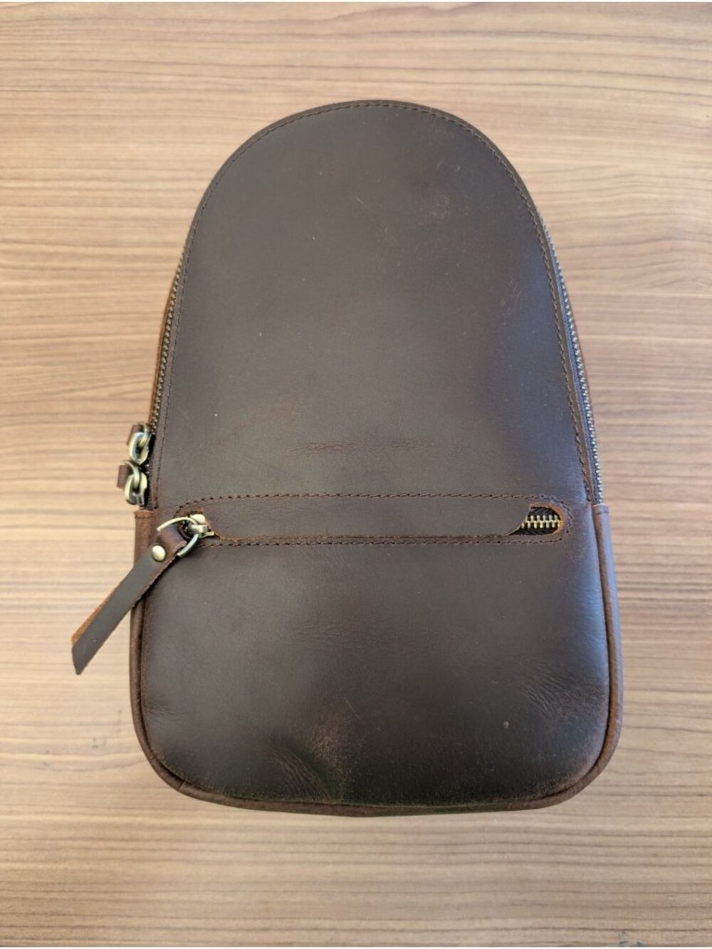S-Zone Bag Purse Crossbody Brown Sling Bag Teardrop Minimalist NWOT Faux Leather